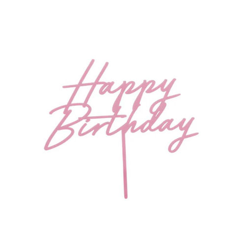 Picture of CAKE TOPPER HAPPY BIRTHDAY LIGHT PINK 16.5CM